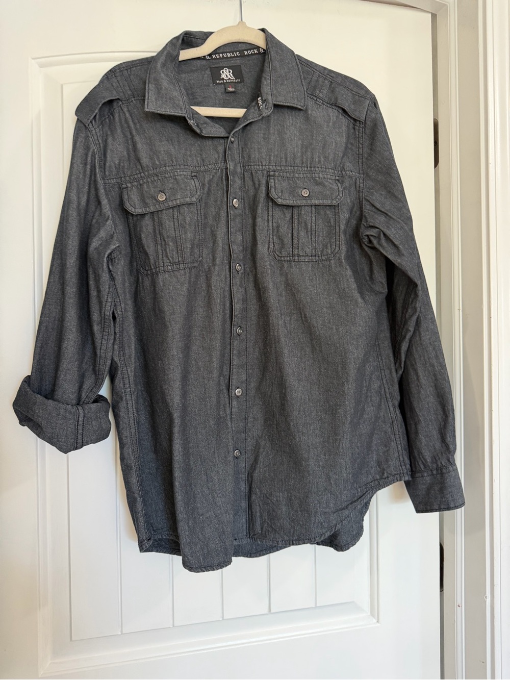 Rock & Republic Dark Gray Denim Button-Up Shirt